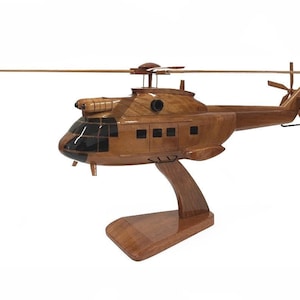 Aérospatiale SA 330 Puma Helicopter RAF Utility Medium Transport Wooden Executive Desktop Model