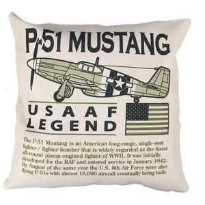 North American Aviation P51 Mustang USAF RAF Royal Canadian New Zealand Air Force WW2 Fighter Bomber Aircraft Cushion Inner Included