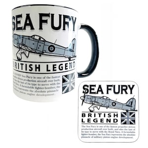 Conjunto de caneca e porta-copos Hawker Sea Fury Royal Navy Royal Australian Navy Royal Canadian Navy RNN Fighter Bomber Aircraft Design