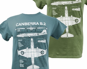 BACs English Electric Canberra RAF Medium Bomber Reconnaissance Military Cold War Jet Aircraft Blueprint Design Camiseta azul o verde