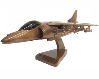 Hawker Siddeley Harrier British Aerospace Harrier GR7 RAF Military Aircraft Wooden Desktop Model