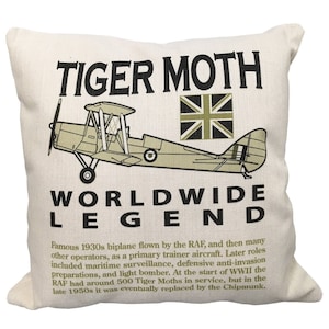 de HAVILAND  DH 82 Tiger Moth RAF WW2 Training Bomber Biplane Aircraft Cushion Inner included
