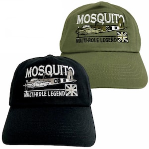 de Havilland  DH 98 Mosquito WW2 RAF Fighter Bomber Aircraft Green Or Black Embroidered Baseball Cap
