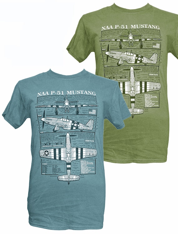 P-51d Mustang Bomber Blueprint Shirt P-51d Mustang Bomber Blueprint Shirt