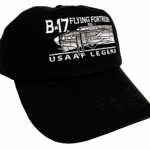 B17 Flying Fortress WW2 USAF Heavy Bomber Aircraft Black Adjustable Baseball Cap
