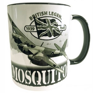 de HAVILAND DH98 MOSQUITO RAF WW11 Fighter Bomber Combat Aircraft Design Action Mug