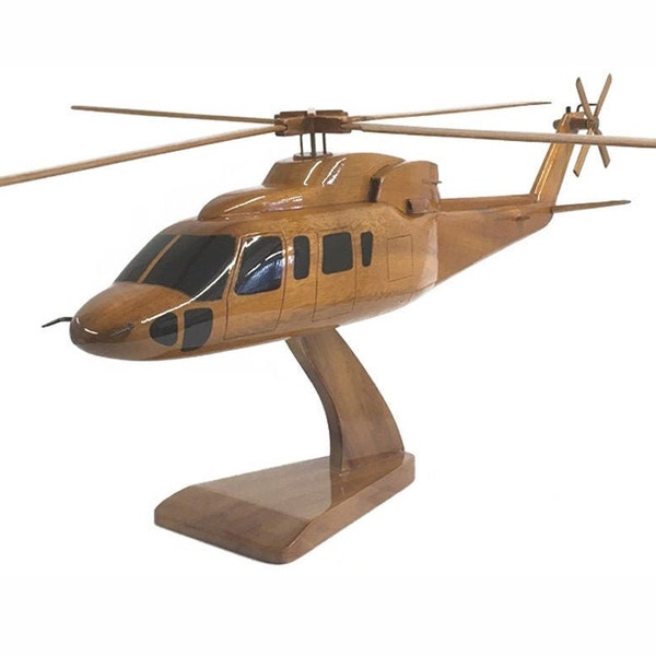 Sikorsky S 76 American Medium Size Commercial Utility Helicopter Wooden Executive Desktop Model