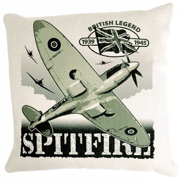 Supermarine Spitfire RAF Royal Kanadische Luftwaffe US-Armee Luftkräfte WW11 Kampfflugzeug Aktionskissen Innenkissen inklusive