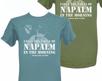 I Love The Smell Of Napalm In The Morning United States Army Surf Team Vietnam War Blueprint Blue or Green T Shirt Design