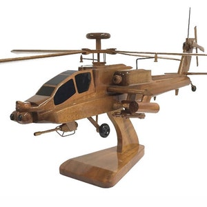 AH-64 Apache British Army US Army Military Attack Helicopter Wooden Executive Desktop Model.