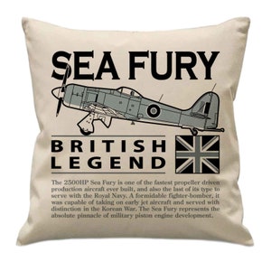 Hawker Sea Fury Royal Navy Australian Navy Royal Canadian Navy Royal Netherlands Navy Naval Fighter Bomber Aircraft Cushion Inner Included