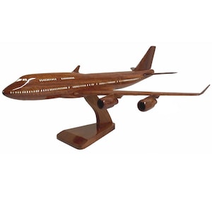 B 747 Civilian Aircraft Wooden Executive Desktop Model