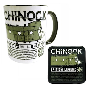 CH 47 Chinook Twin Engine British Army US Army Heavy Lift Military Helicopter Design Mug And Coaster Set