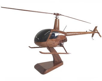 Robinson 22 Civilian 2 Seat Helicopter Wooden Executive Desktop Model
