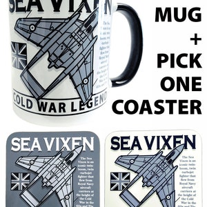 de Havilland DH.110 Sea Vixen Royal Navy Carrier-Base Fighter Aircraft Design Conjunto de caneca e porta-copos.