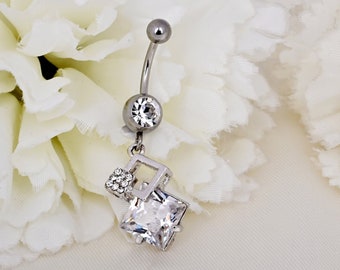 14G Cubic Zirconia Belly Button Piercing