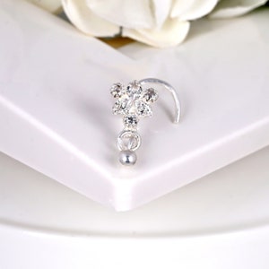 Cubic Zirconia Nose Ring Studs with Hanging Ball Customize Nose Screw