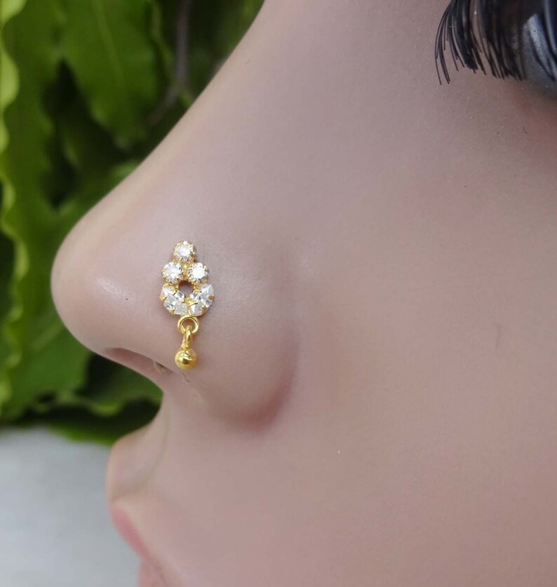 Traditional Nose Stud Bell Nose Screw Nose Ring Crystal Nose Etsy
