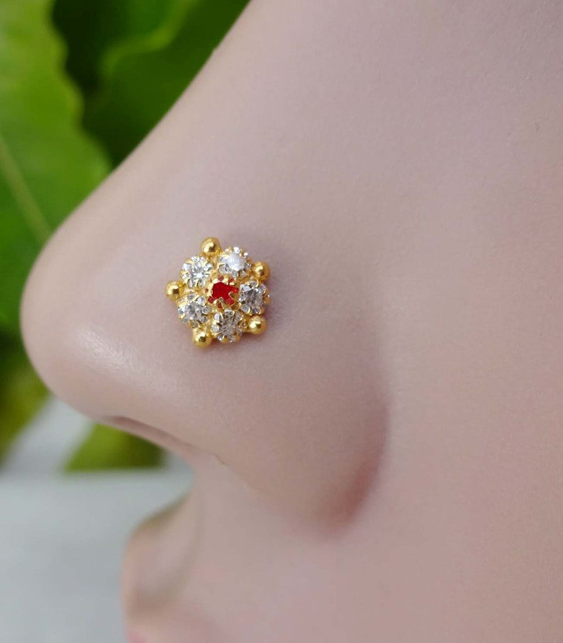 Indian Nose Stud Tinny Nose Stud Citrine Nose Screw Indian Etsy