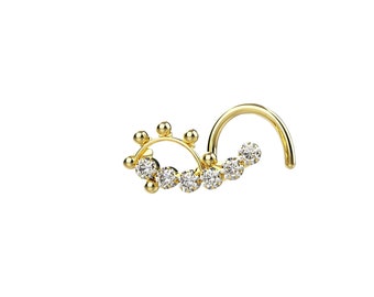 Unique Bridal Nose Ring Corkscrew In Trendy Diamond Nose Piercing Studs Best Personalized Jewelry For Her