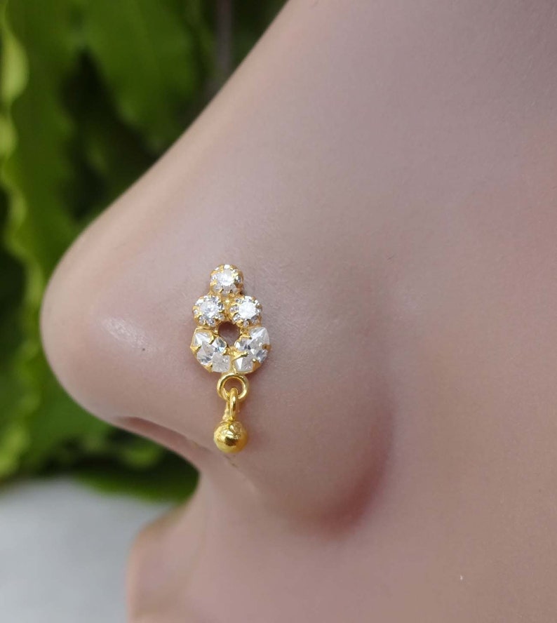 Traditional Nose Stud Bell Nose Screw Nose Ring Crystal Nose Etsy