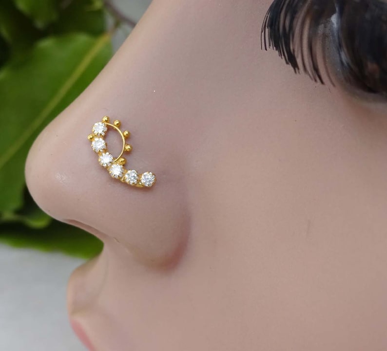 Indian Nose Stud Gold Nose Screw Diamond Nose Stud Etsy