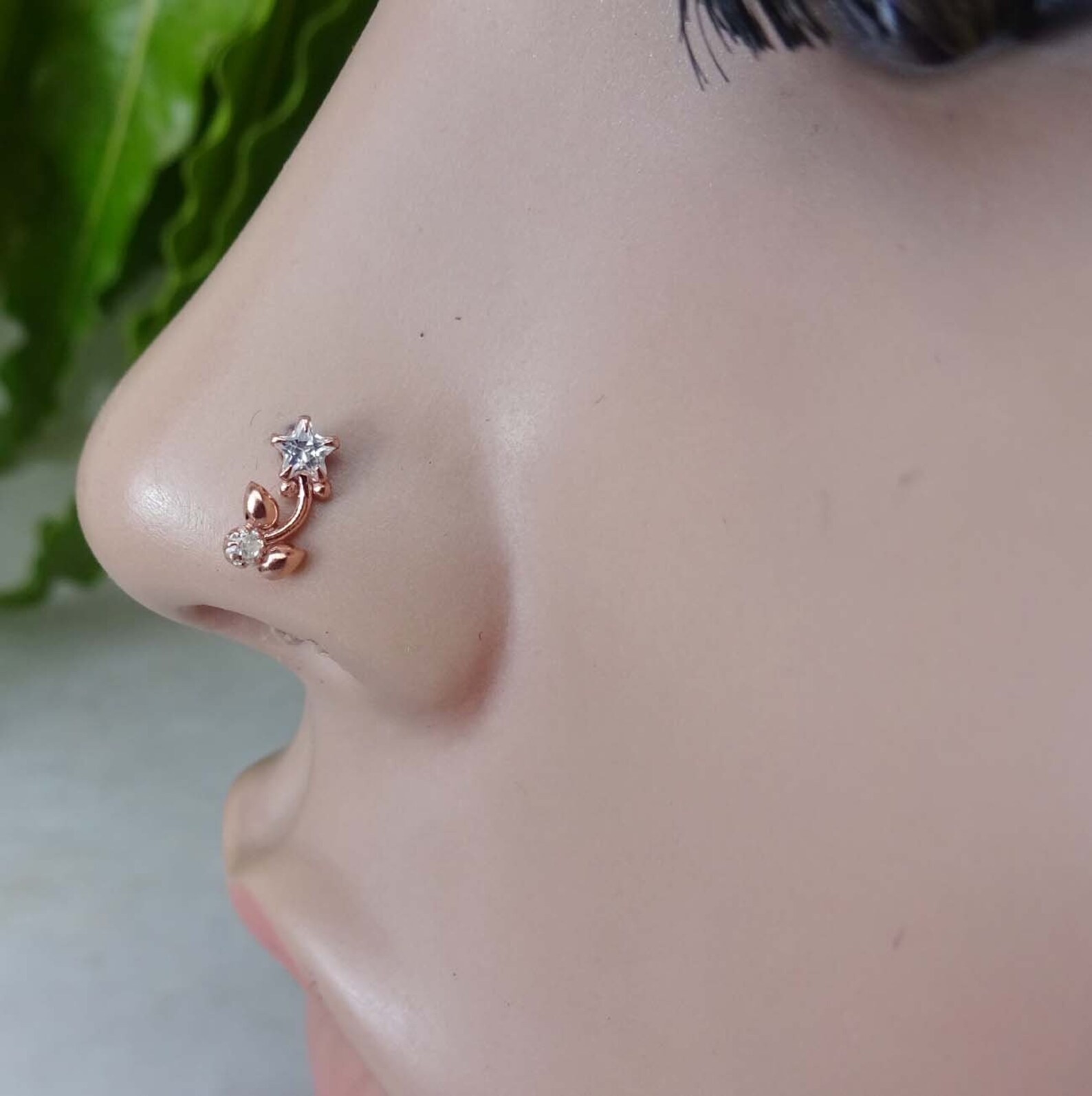 Star Nose Stud Rose Gold Nose Piercing Indian Nose Ring Rose Etsy