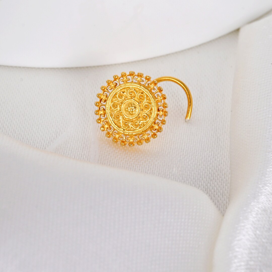 14k Gold Plated Nose Ring Big Nose Stud Handmade Ethnic Style Etsy