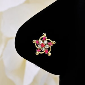 3mm Marquise CZ Ruby Gems Gold Nose studs Bone 14K Gold Filled Nose Jewellery