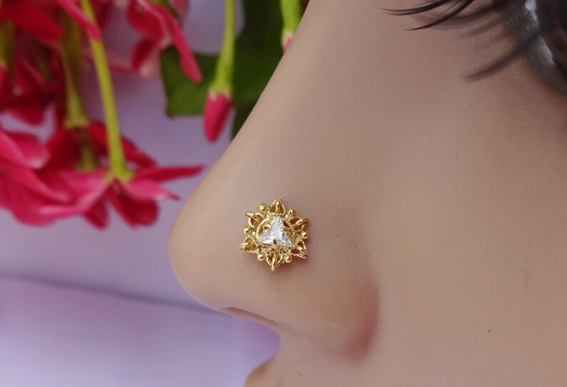925 Sterling Silver Nose Pin Ethnic Nose Stud Gold Nose Hoop Etsy