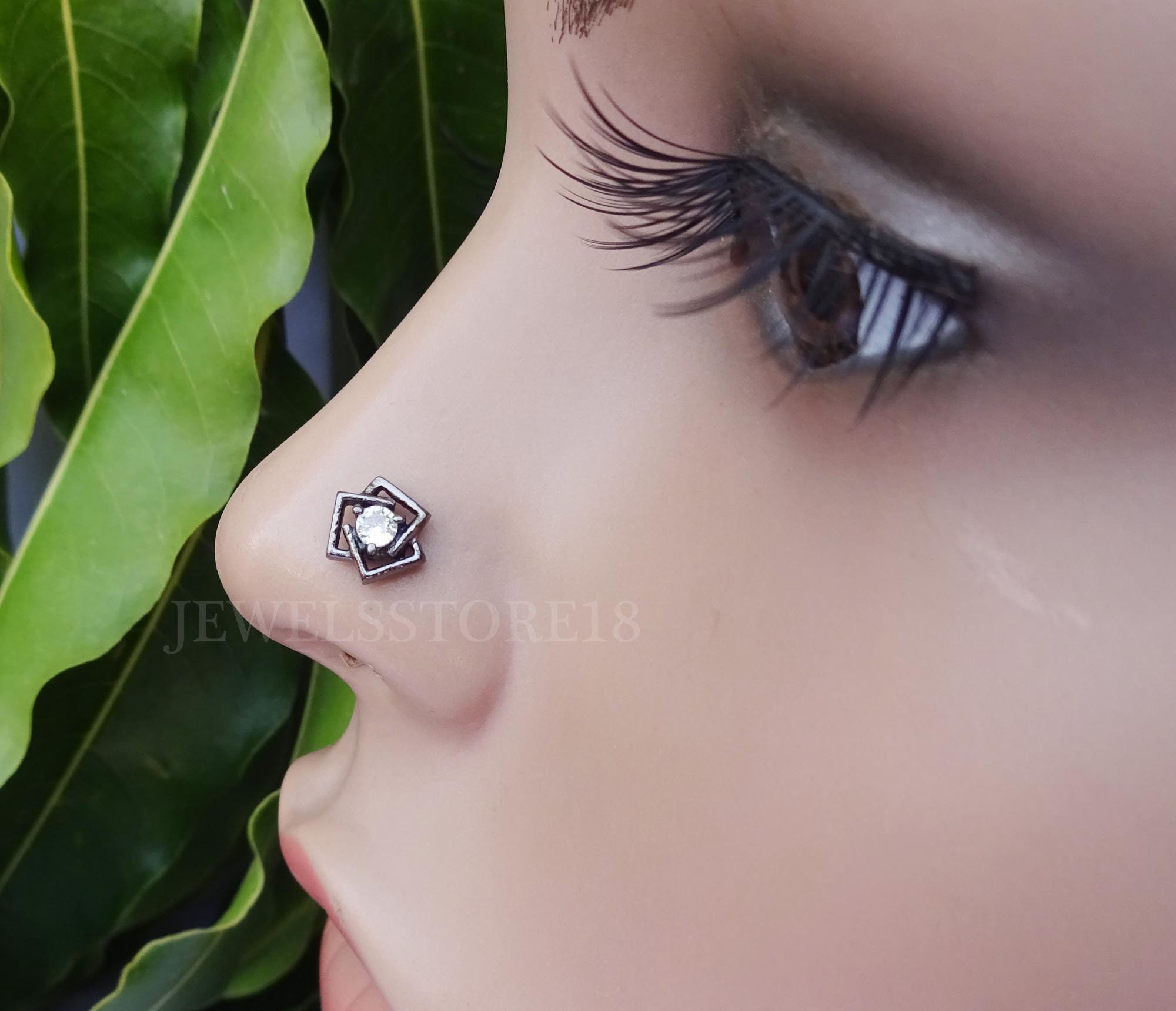 Square Stud Diamond Nose Hoop Nose Jewelry Unique Nose Stud Etsy UK