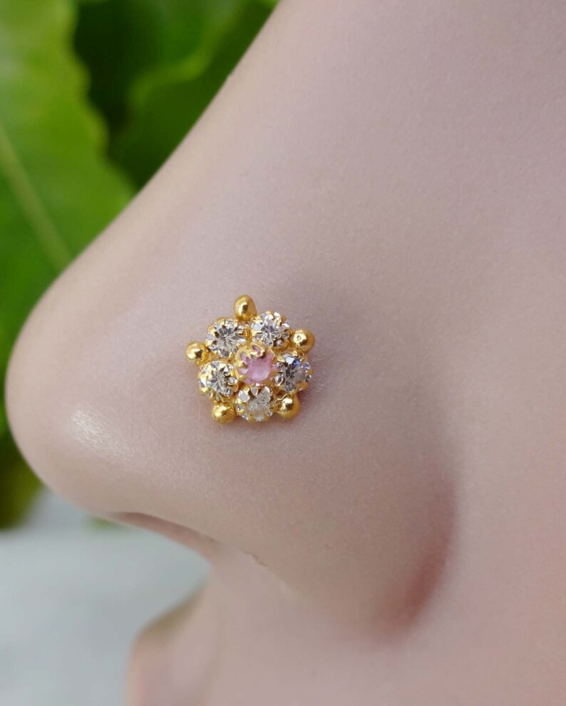 Indian Nose Stud Sterling Silver Nose Stud Ruby Nose Piercing Etsy