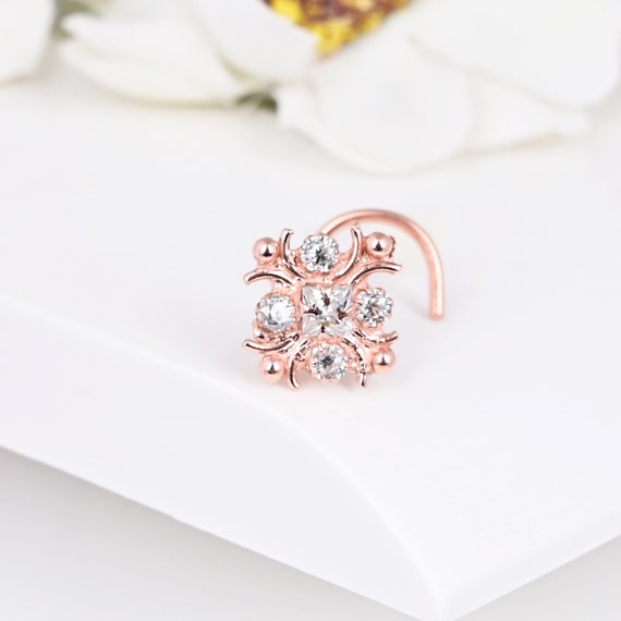 14K 18K 24K Solid Rose Gold Platinum Nose Ring Etsy Canada
