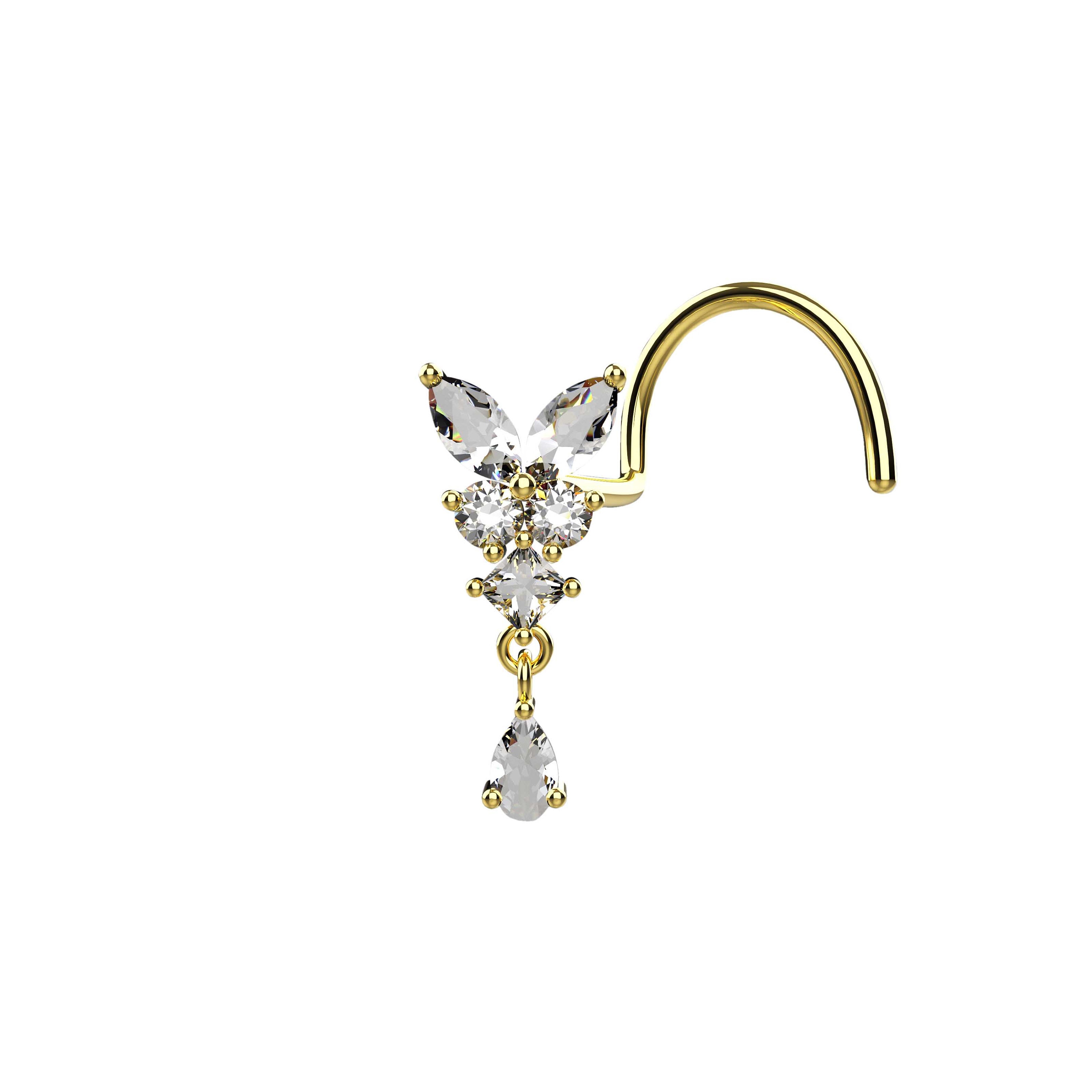 Gold butterfly store nose ring