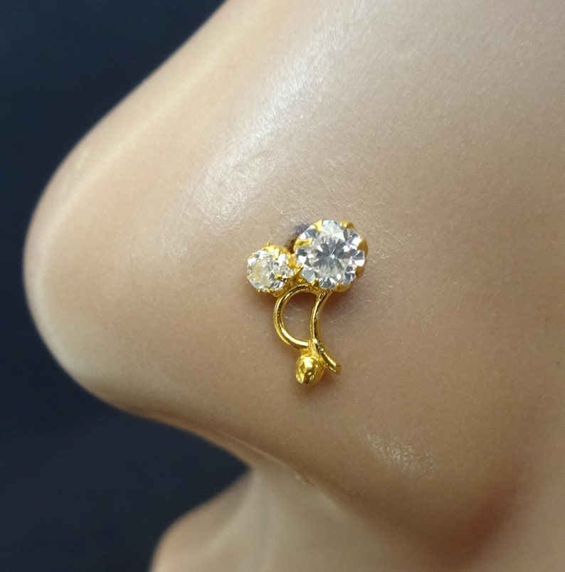 Indian Nose Stud Sterling Silver Nose Stud Crystal Nose Stud Diamond Nose Stud Nose Stud Tinny Nose Stud Twist Nose Stud Christmas Day Sale