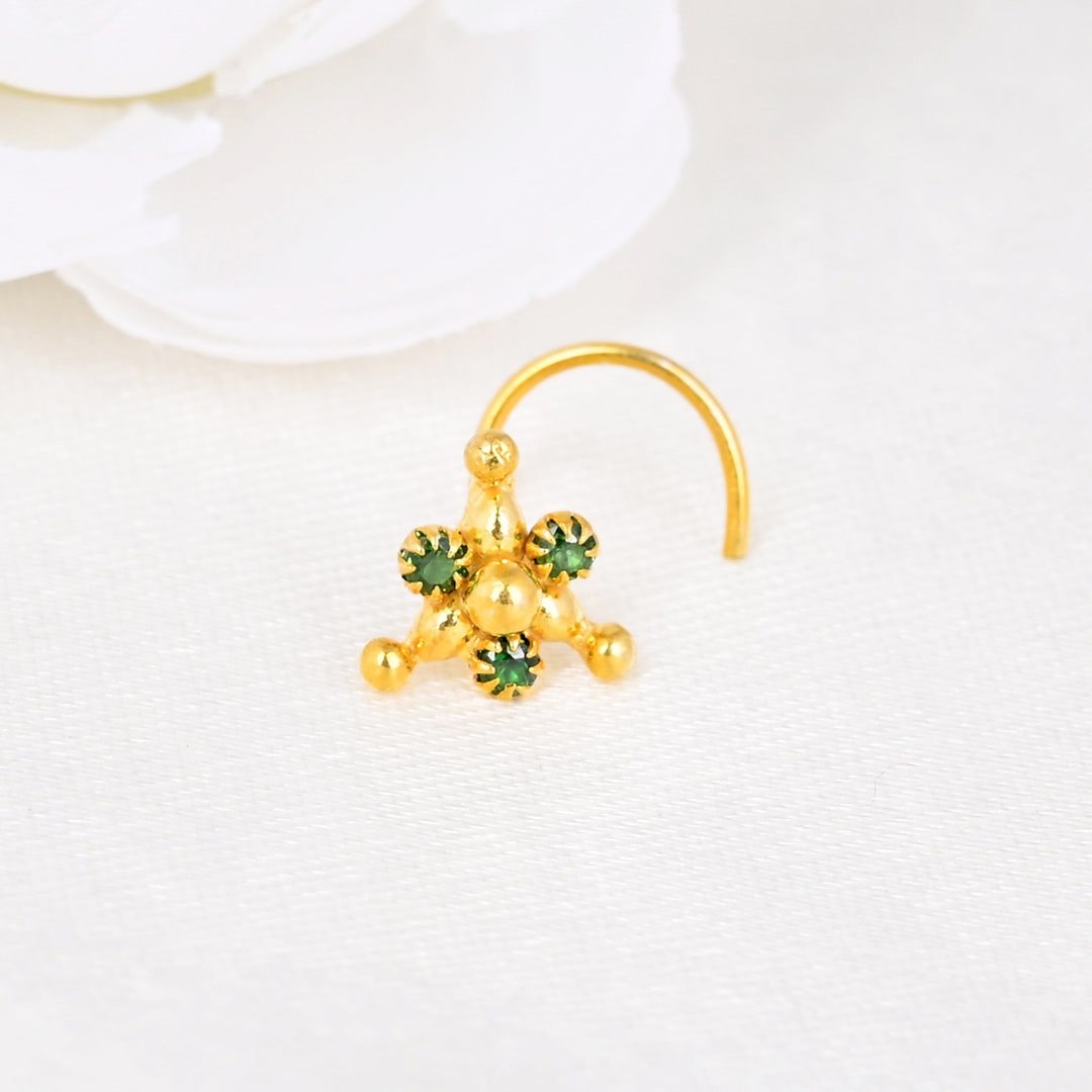 Emerald Heart Tiny Nose Stud - The Ethnic Jewels
