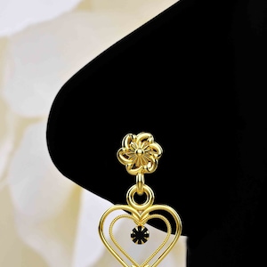 18k Gold Plated Nose Ring Dangling Heart Nose Stud