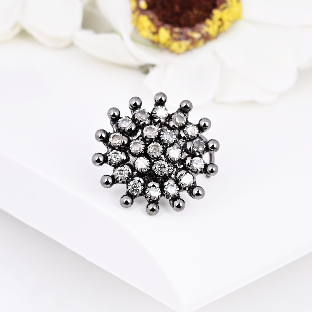 15mm Black Plated Nose Stud CZ Diamond Flower Nose Rings Etsy — free download
