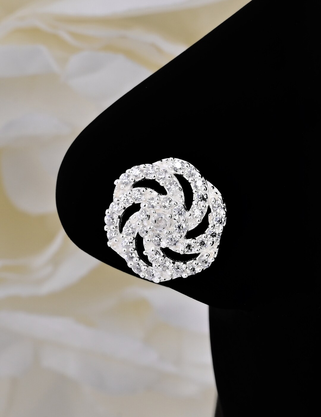 Sparkle Diamond Big Nose Stud 10ct White Gold L Bend Silver Nose Rings