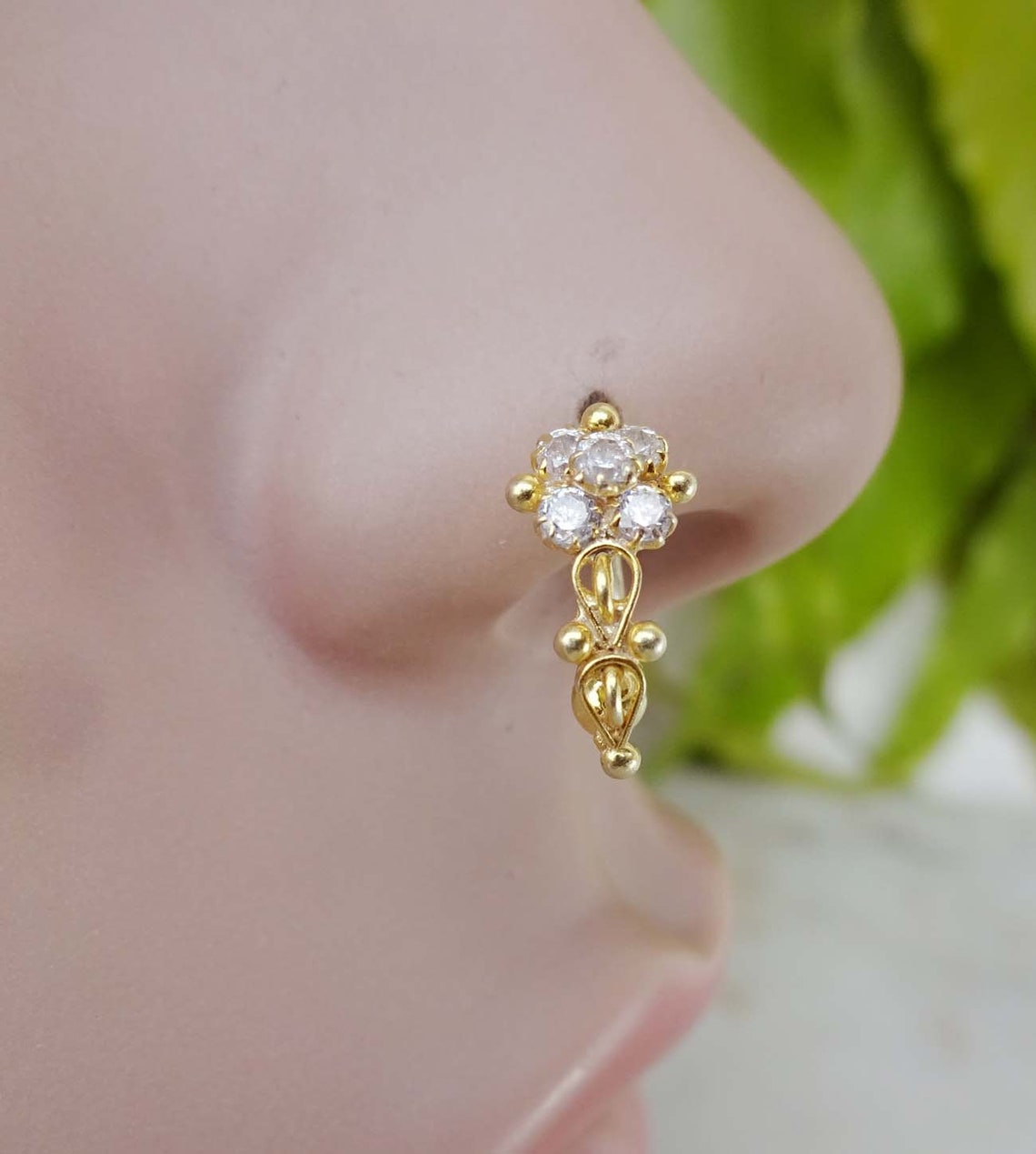 Crystal Nose Ring Gold Nose Ring 925 Sterling Silver Nose Ring Etsy
