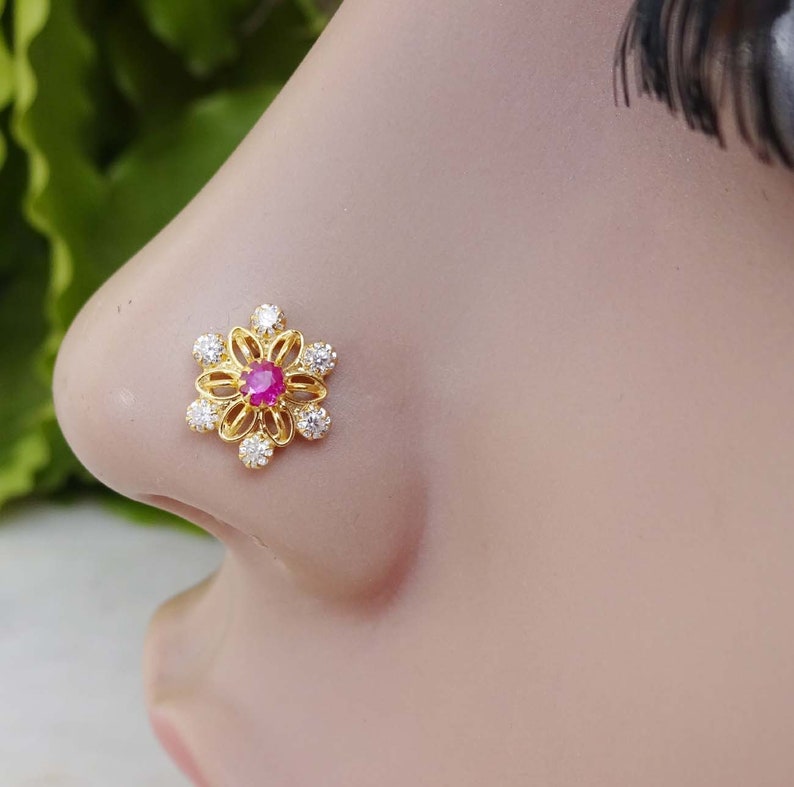Sterling Silver Nose Stud Nose Ring Gold Nose Stud Ruby Nose Etsy