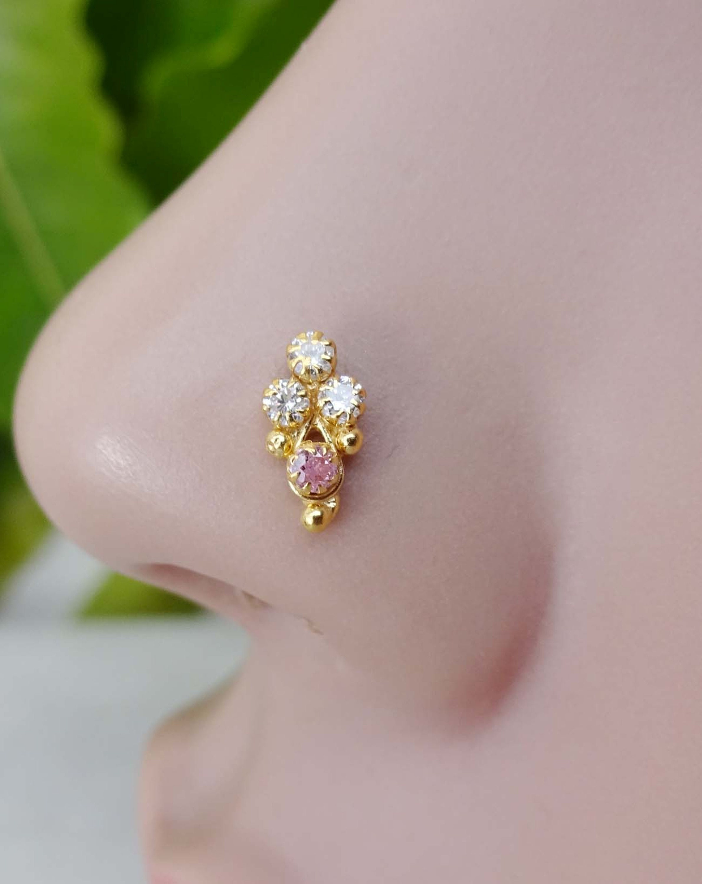 Gold Nose Piercing Indian Nose Stud Ruby Nose Stud Gold Nose Etsy