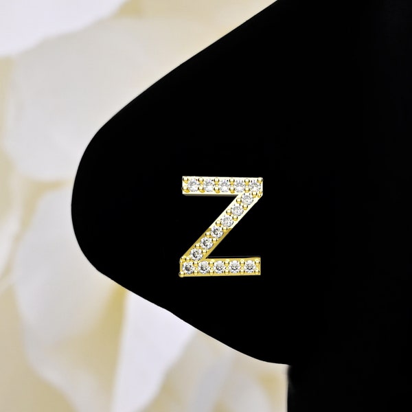 Customized Initial Letter Name Z Nose Stud In Unique Crystals Nose Jewelry