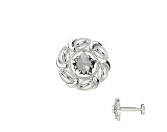 925 silver plating nose stud filigree style indian nose piercing flower nose jewelry