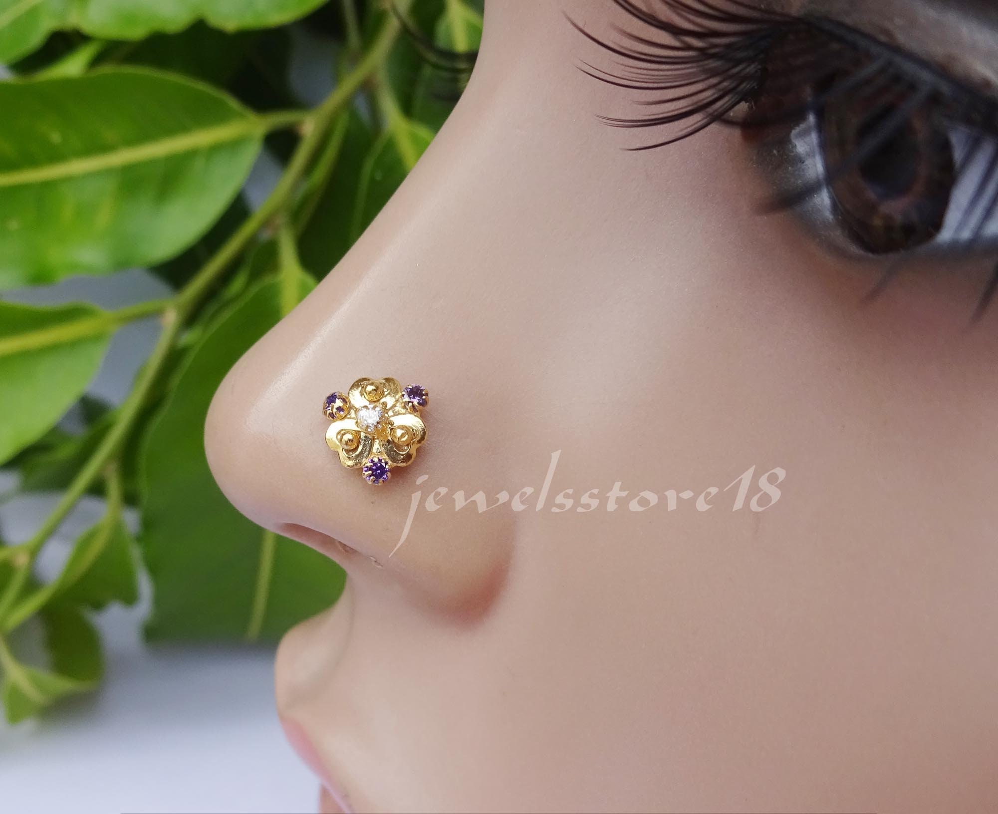 Flower nose stud nose ring dangle nose ring nose jewelry nose Etsy