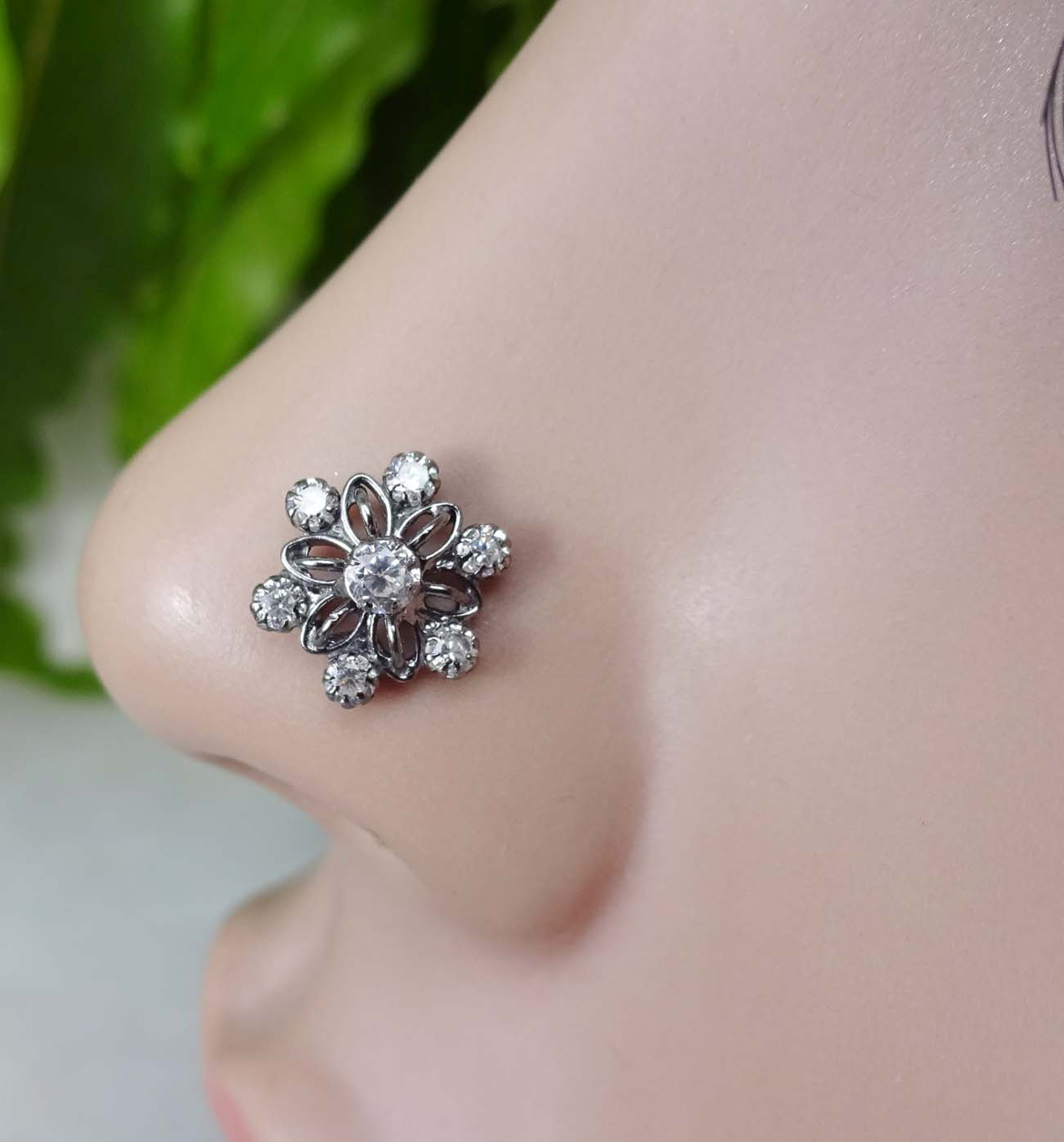 Titanium Nose Stud CZ Simulated Diamond