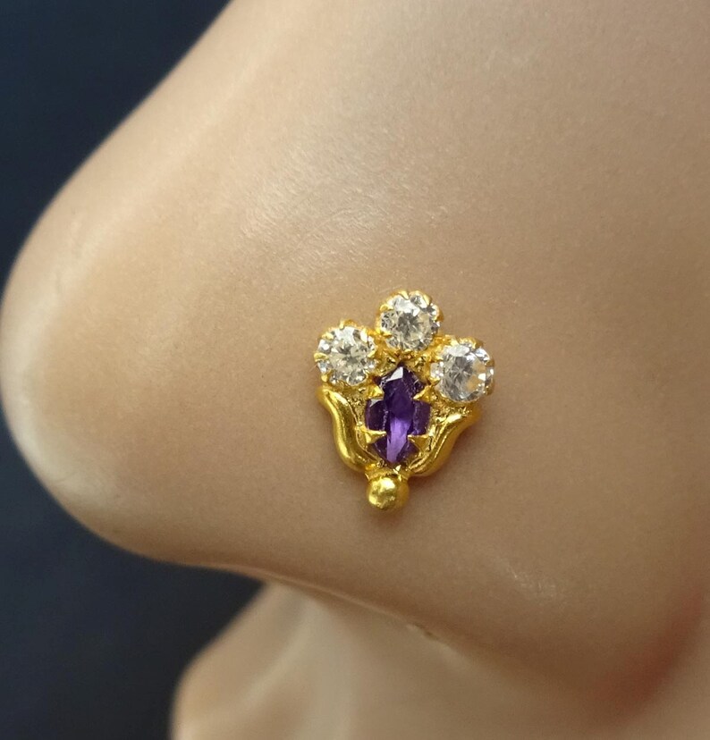 Sapphire Nose Stud 14g Nose Ring Nose Jewelry Indian Nose Ring 22g Nose Piercing