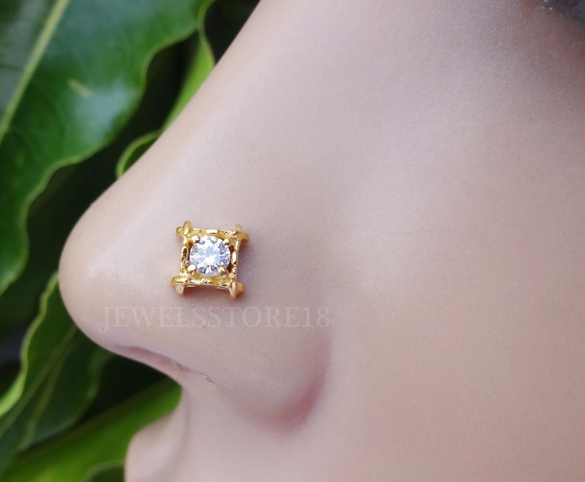 Gold Plated Nose Ring Philtrum Jewelry Peacock Nose Stud 16g Etsy
