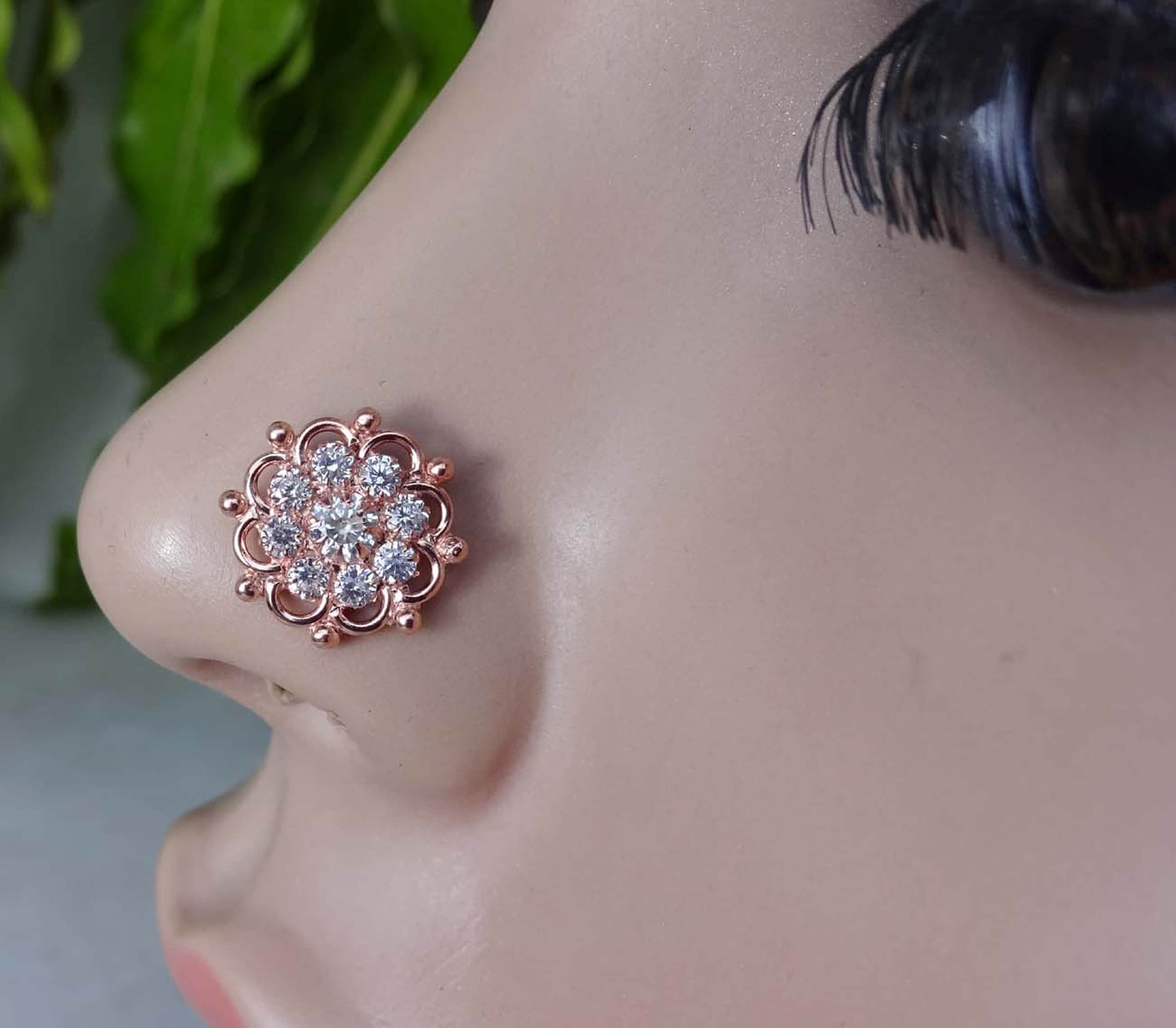 Gift for Her Diamond Nose Stud Sterling Silver Nose Stud Nose Etsy