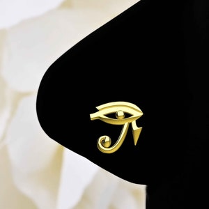 Eyes Of Horus Nose Stud 925 Sterling Silver Horse Eyes Gold Nose Ring 22G Animal Eye Nose Ring